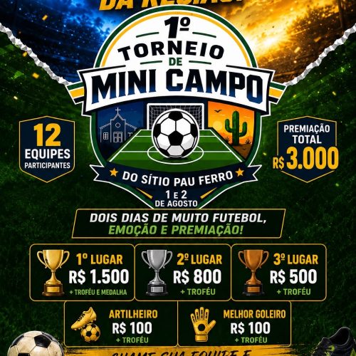 Com premiação de R$ 3 mil, torneio de mini campo no Sítio Pau Ferro em São Domingos do Cariri acontece nos dias 1 e 2 de agosto