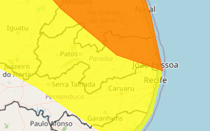 Inmet coloca todas as cidades da Paraíba sob alertas de chuvas nesta segunda (11)