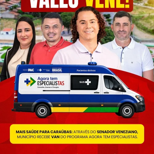 Caraúbas é contemplada com van do programa “Agora Tem Especialistas” por meio de articulação do senador Veneziano