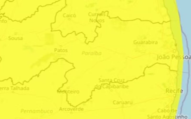 Inmet emite alerta de chuvas intensas para todas as cidades da Paraíba