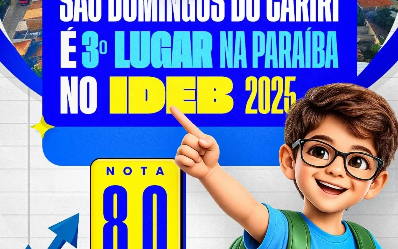 Educação de São Domingos do Cariri é destaque no IDEB e conquista o 3º lugar na Paraíba com nota 8,0