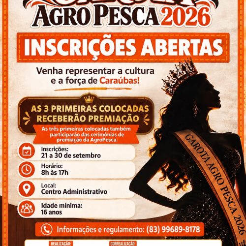 Caraúbas abre inscrições para o concurso Garota Agro Pesca 2026; confira como participar