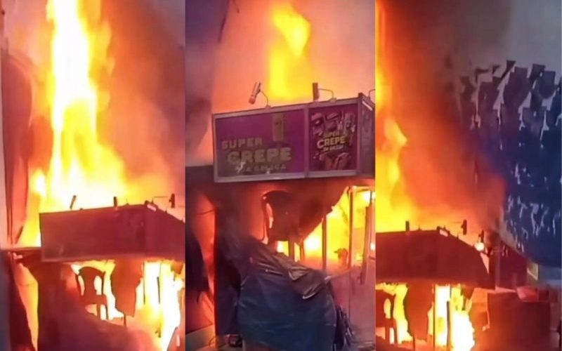 Incêndio atinge barraca no Parque do Povo, em Campina Grande