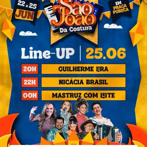 São João da Costura tem Mastruz com Leite, Nicácia Brasil e Guilherme Lyra nesta noite em São Domingos do Cariri